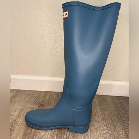 Hunter Blue Tall Matte Rubber Rain Boots Size 5 - Picture 7 of 10